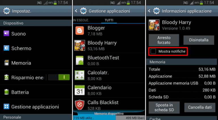 Come eliminare le Notifiche di alcune applicazioni su Android