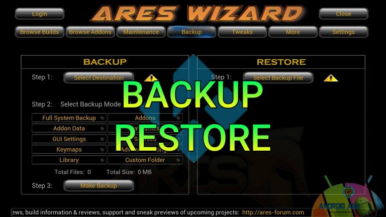 KODI: come fare un backup e ripristino con Ares Wizard (ottimo per Kodi Mod)