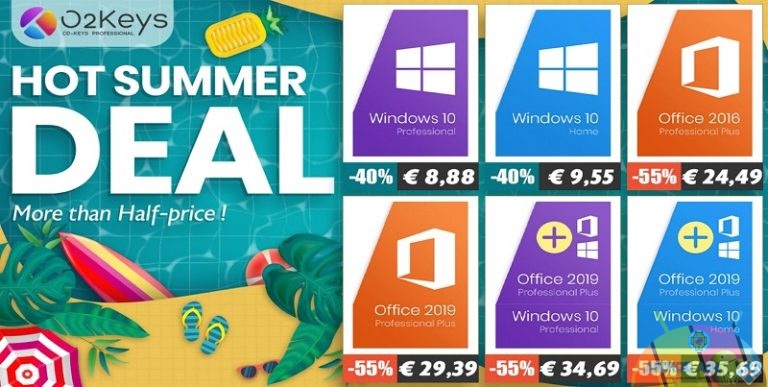 Saldi estivi O2Keys: ottieni Office 2019 a soli € 29,39 e Windows 10 a soli € 8,88